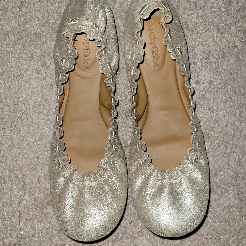 See by Chloe ballerina flats 6.5 metallic
